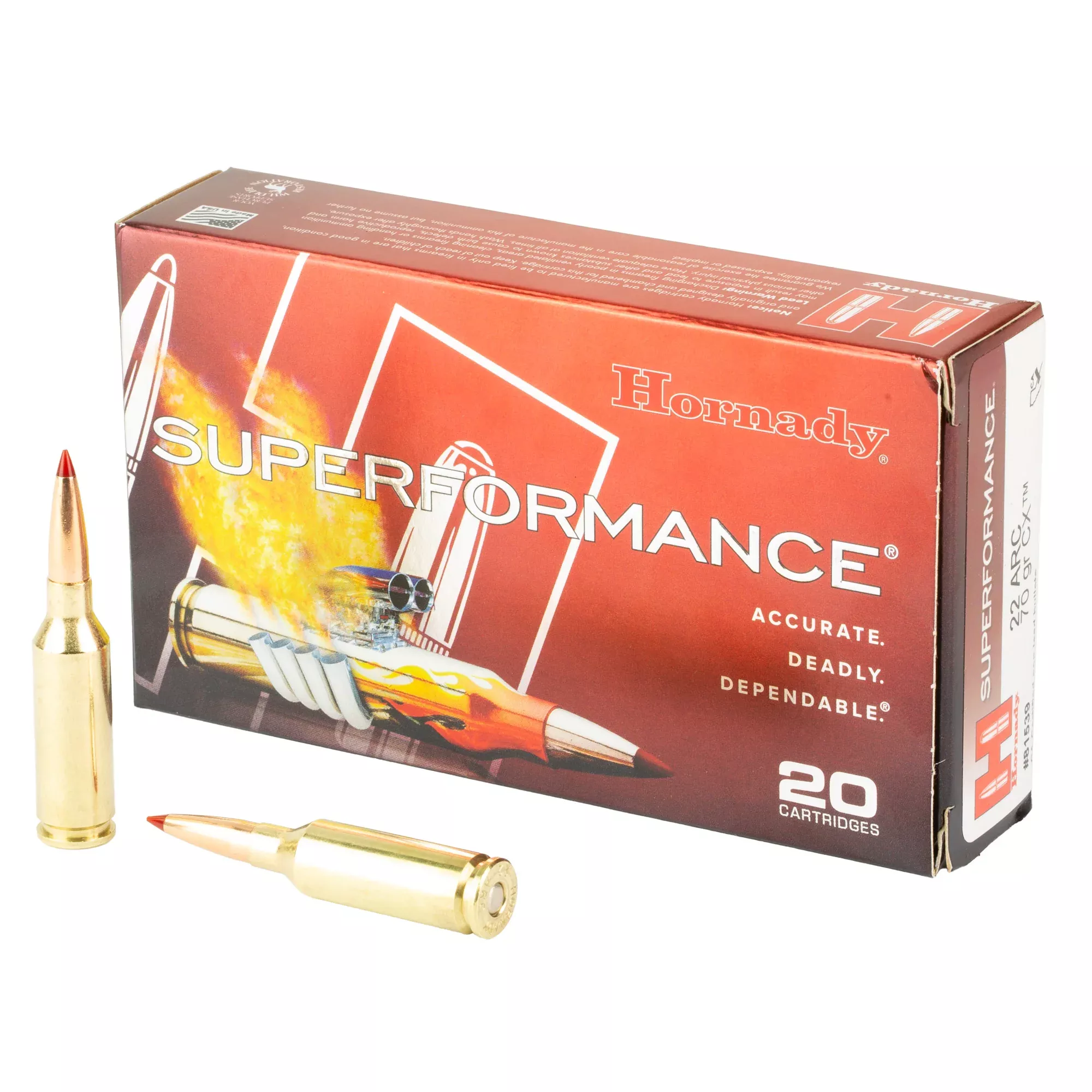 Hornady Superformance 22 ARC 70gr CX – 20 Rounds