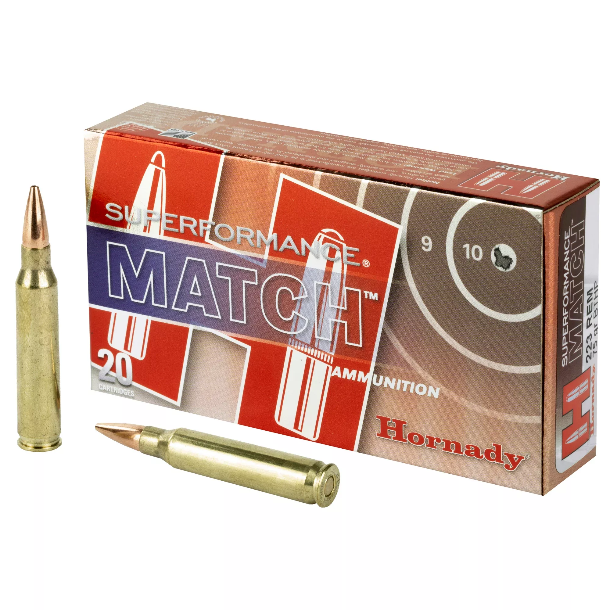 Hornady SuperFormance 223 Rem 75gr BTHP Match – 20 Rounds