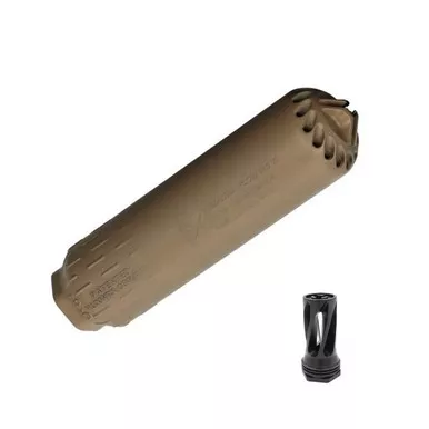 HUXWRX FLOW 556 TI Suppressor - FDE with Flash Hider