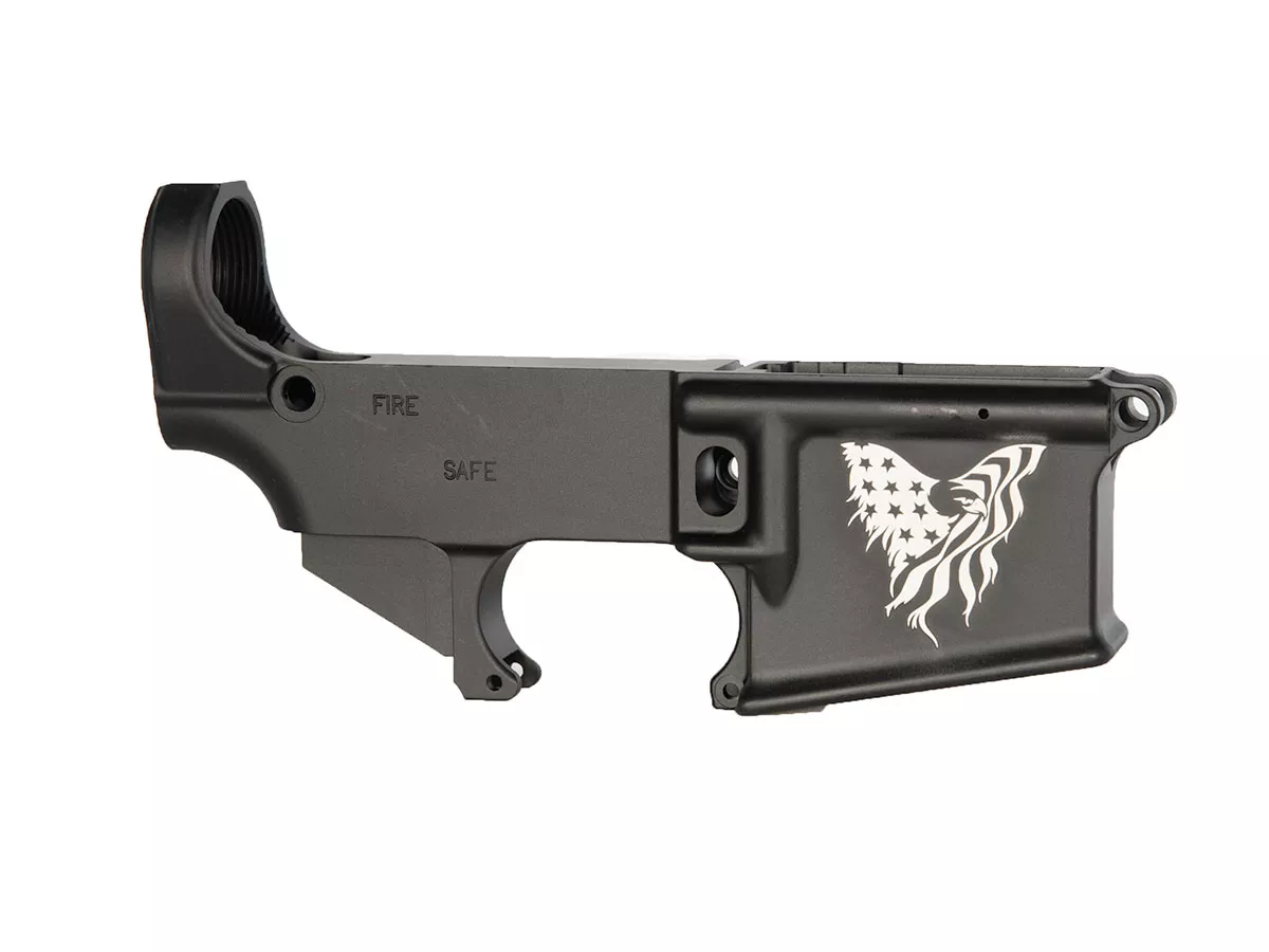 Laser Engraved American Flag with Eagle 80% AR-15 Anodized Lower receiver