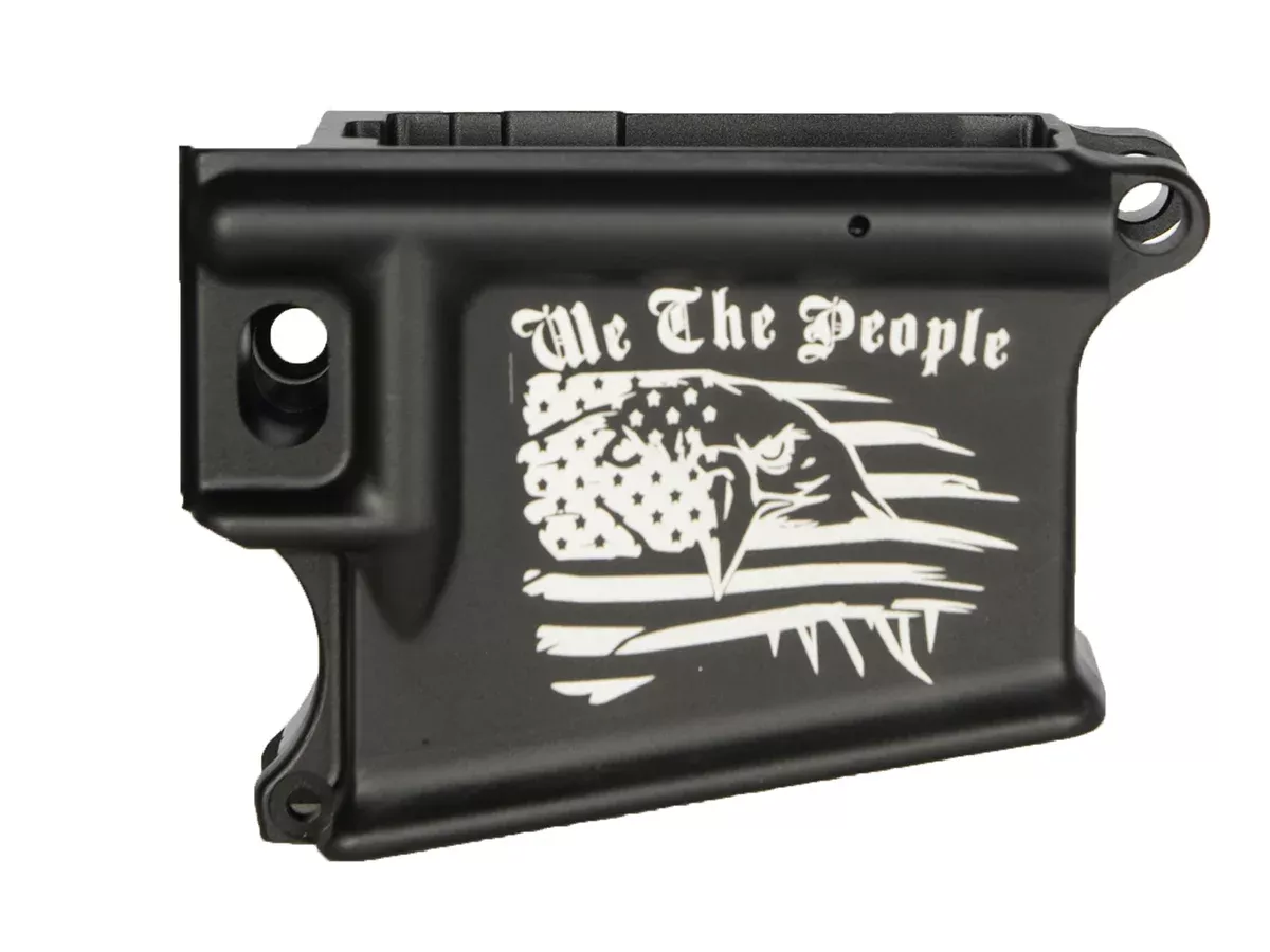 Laser Engraved American Flag with Eagle and We The People 80% AR-15 Anodized Lower receiver