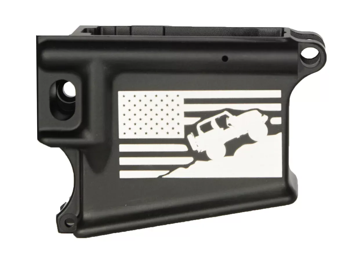 Laser Engraved American Flag with Jeep 80% AR-15 Anodized Lower