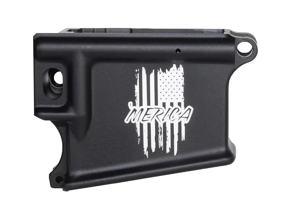 Laser Engraved ‘Merica Flag 80% AR-15 Anodized Lower receiver