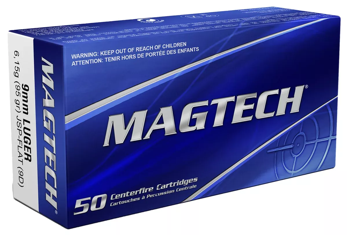 Magtech 9D Range/Training9mmLuger 95gr Jacketed Soft Point Flat 50 Per Box/20 Case