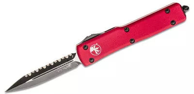 Microtech 147-3RD UTX-70 Black Plain & Serrated, Red Handles