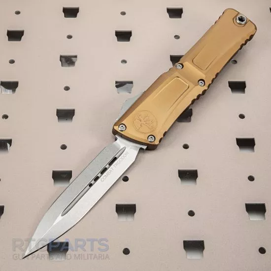 MICROTECH COMBAT TROODON GEN III D/E OTF AUTOMATIC KNIFE, TAN, 4 INCH, STONEWASH, 1142-10TA