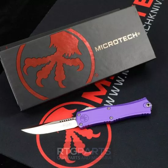 MICROTECH HERA II MINI S/E OTF, AUTOMATIC KNIFE, PURPLE, 3 INCH, SATIN BLADE, 1703M-4PU