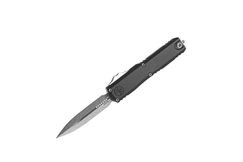 Microtech UTX-85 Gen IV D/E - Black Handle - Stonewash Blade