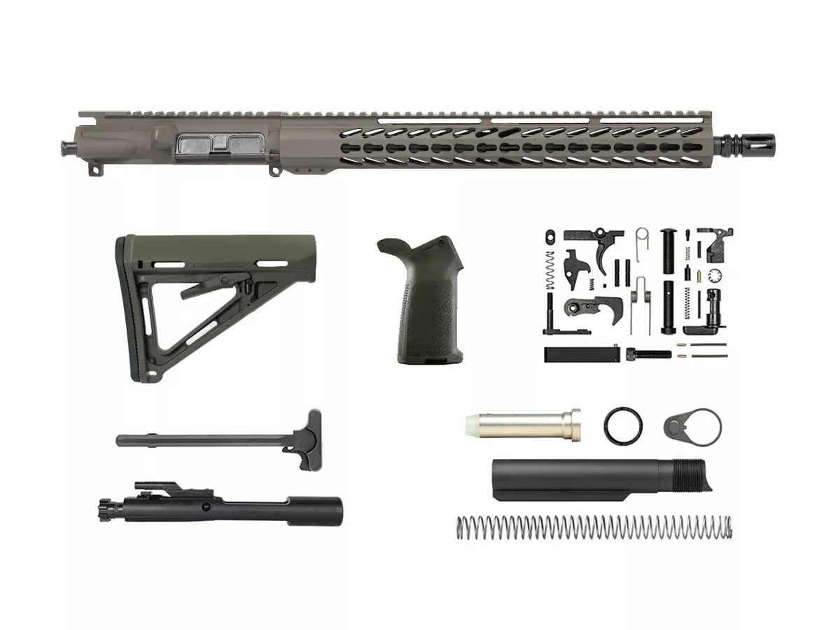 OD Green 16″ AR-15 Rifle Kit 15″ House Keymod
