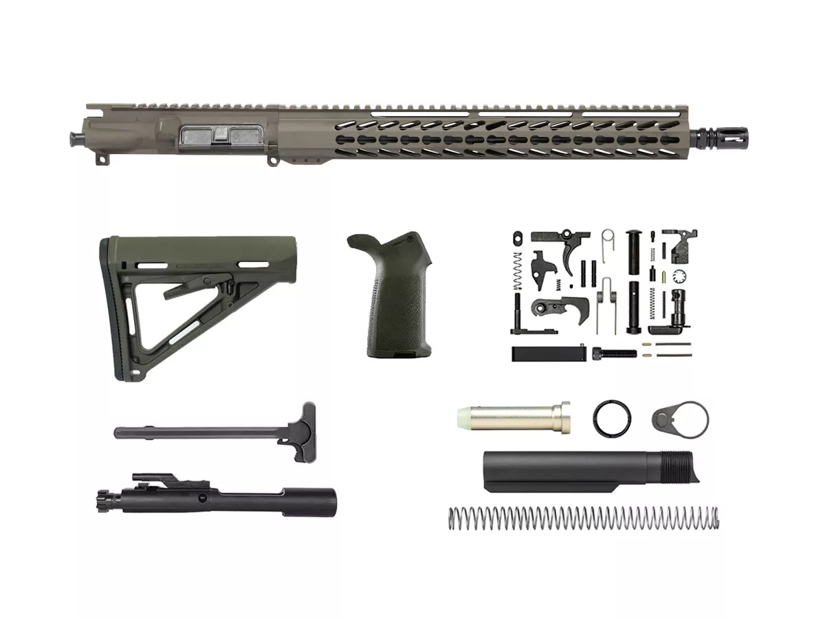 OD Green 16″ Rifle Kit .300 Blackout 15″ Keymod