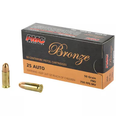 PMC Bronze .25 ACP 50gr FMJ – 50 Rounds