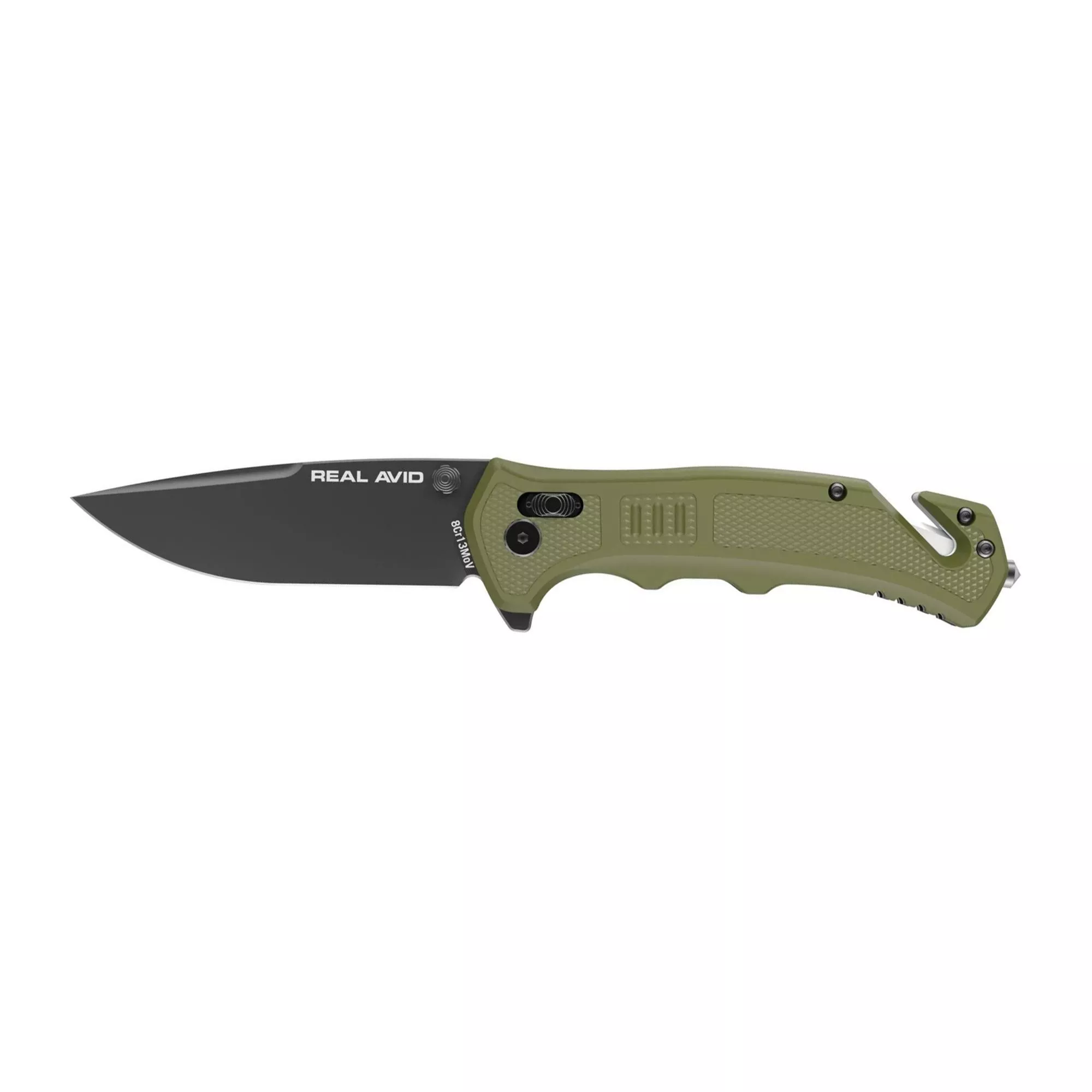 Real Avid RAV-4 Folding Knife Black Blade 3.25" Green/Black Handle