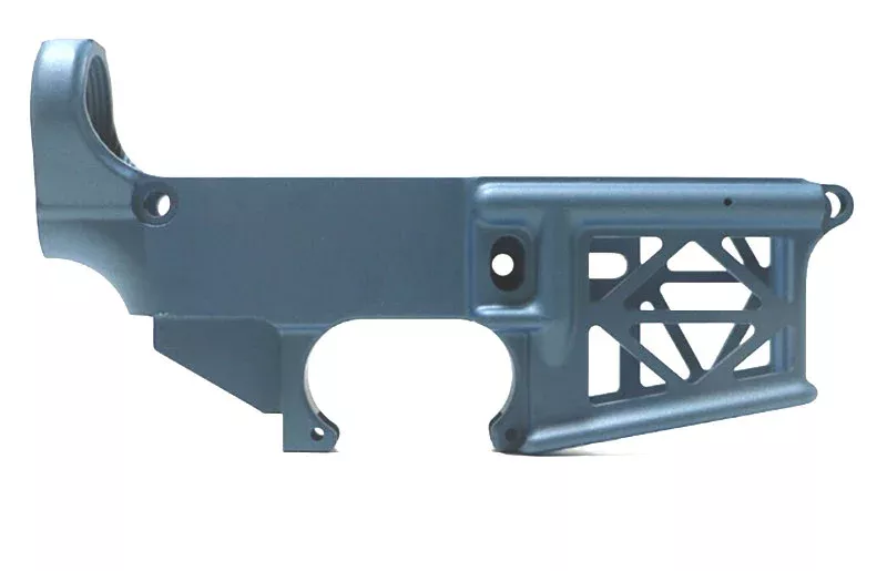 Skeletonized AR-15 80% Lower Receiver – Blue Titanium