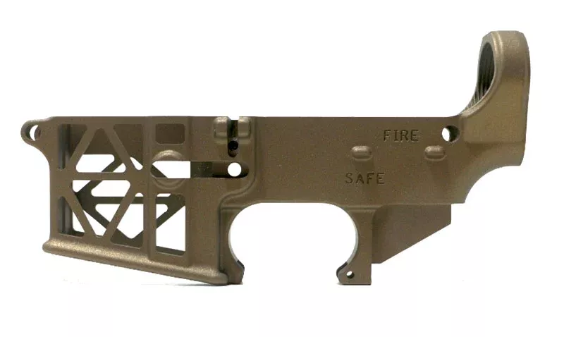 Skeletonized AR-15 80% Lower Receiver – Burnt Bronze