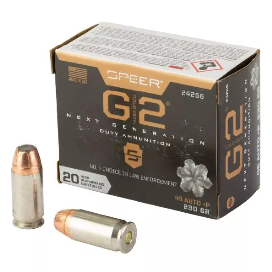 SPEER .45ACP 230GR GOLD DOT G2 JACKETED HOLLOW POINT, 20RD BOX