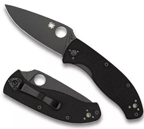 Spyderco Tenacious G-10 Handle Plain Edge Black Blade C122GBBKP