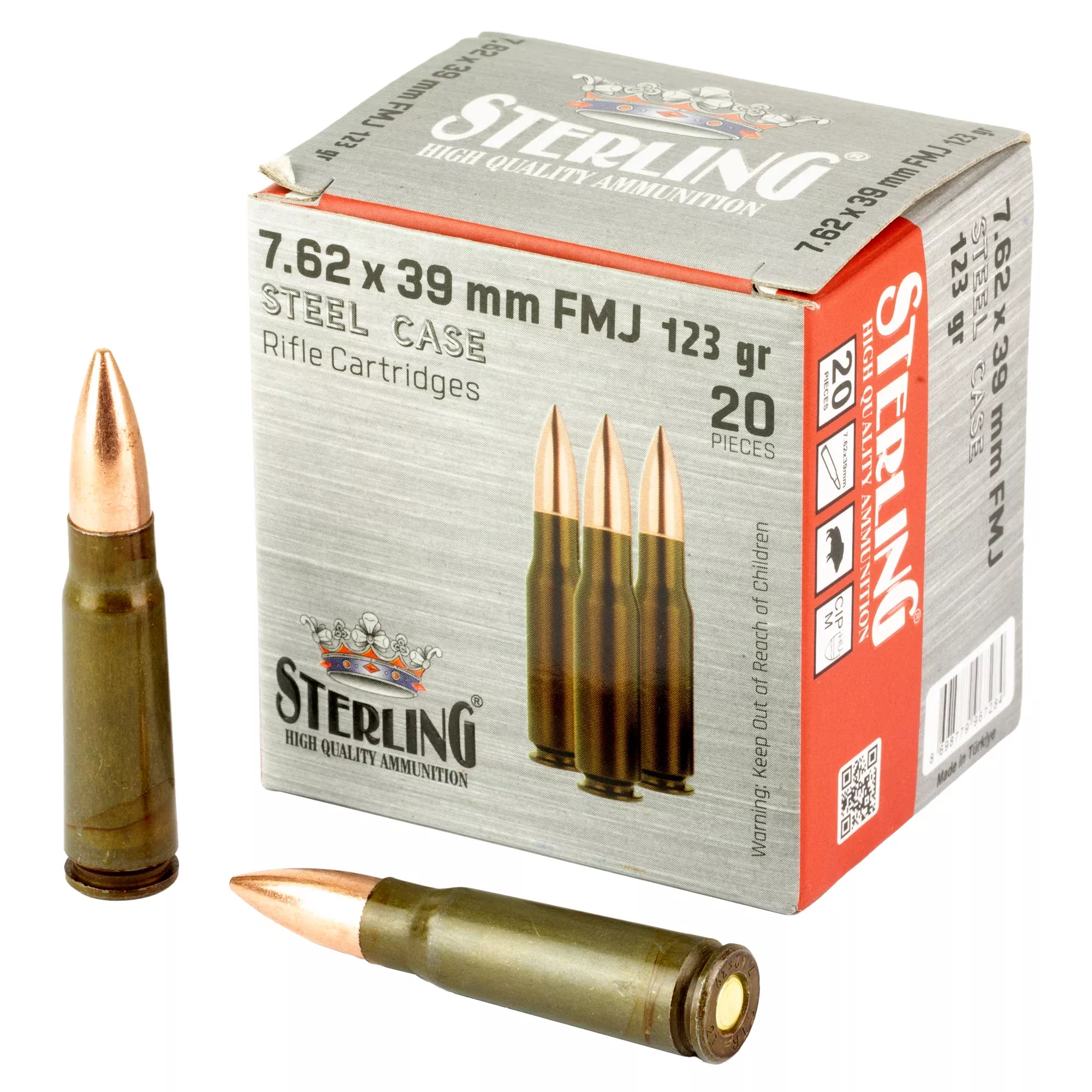 Sterling 7.62x39mm 123gr FMJ Steel Case – 20 Rounds