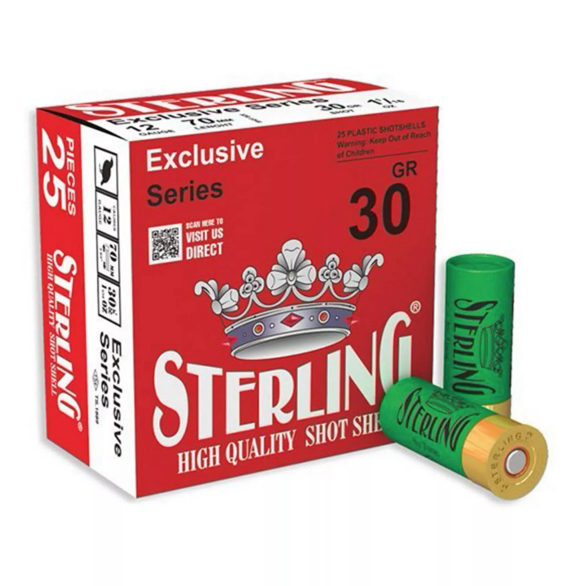 Sterling Exclusive 12GA 2.75" #8 Shot 1-1/8oz – 25 Rounds