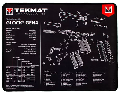 TEKMAT ARMORERS BENCH MAT ULTRA 15"X20" FOR GLOCK G4 BLK