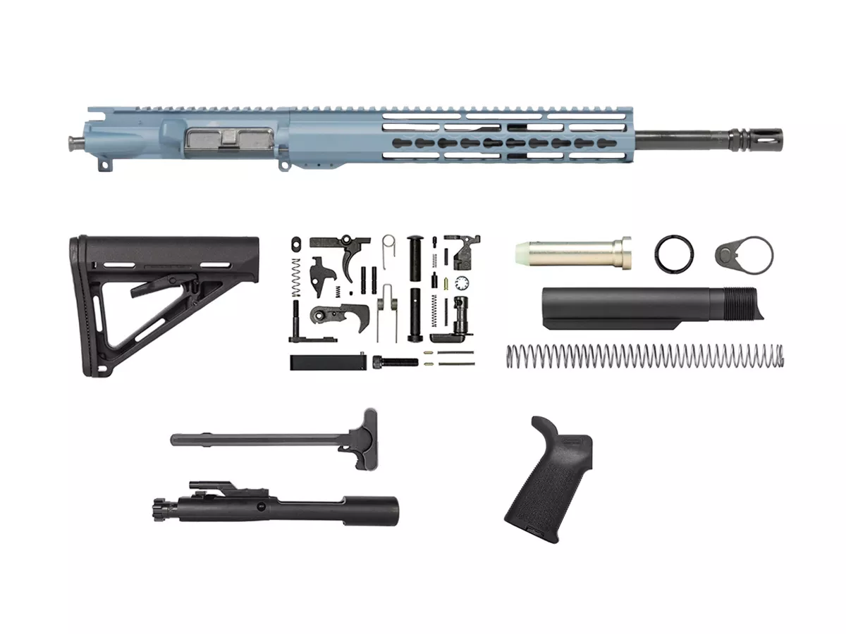 Titanium Blue 16″ AR 15 Kit 12″ Riveted Keymod
