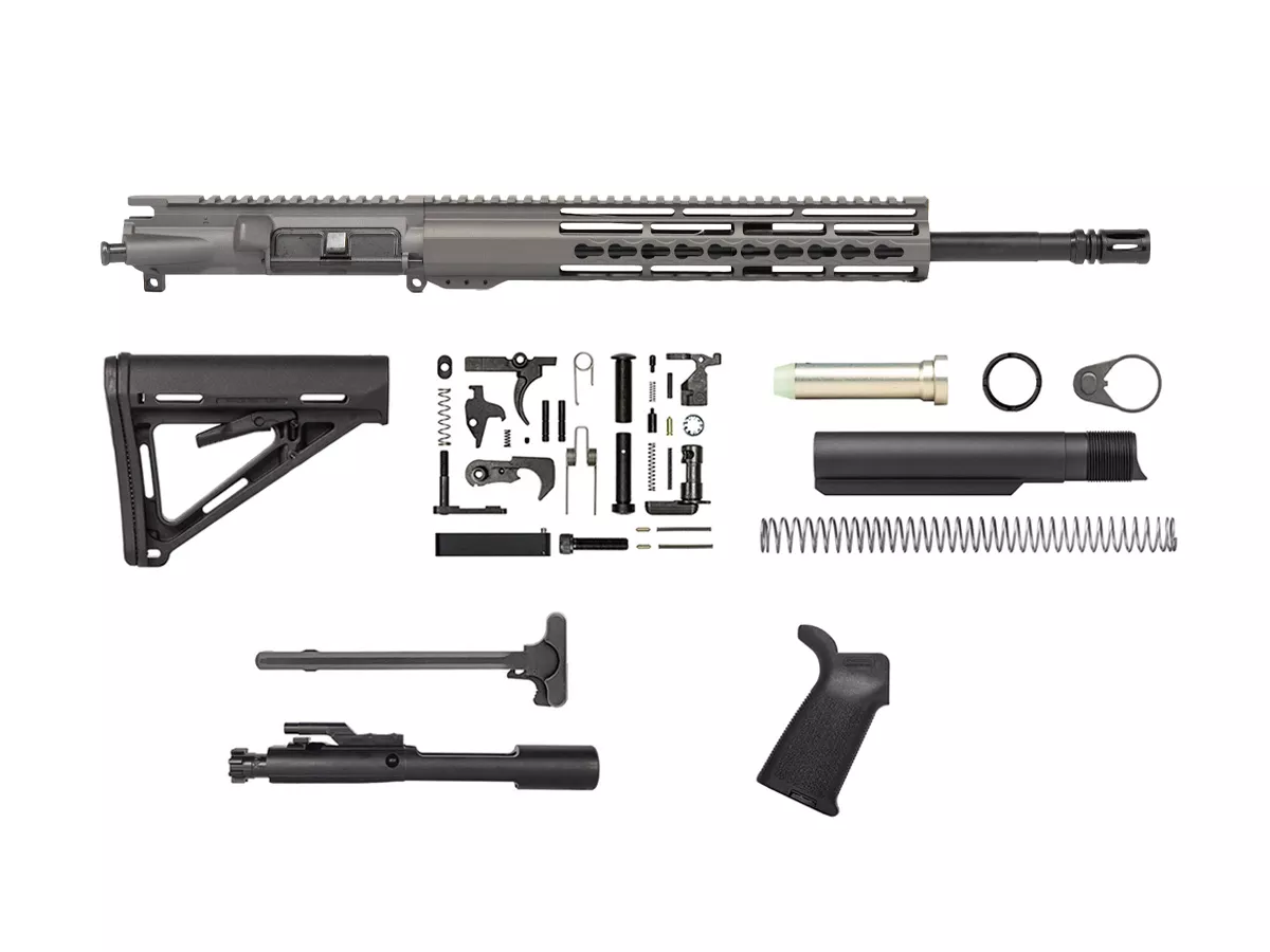 Tungsten Grey 16″ AR 15 Kit with 12″ Slim Riveted Keymod