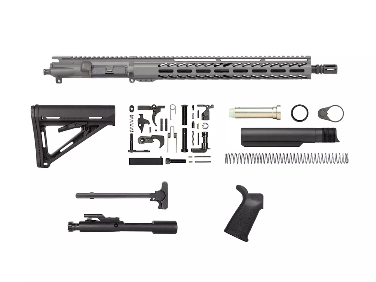 Tungsten Grey 16″ Rifle Kit 5.56 with 15″ House M-lok