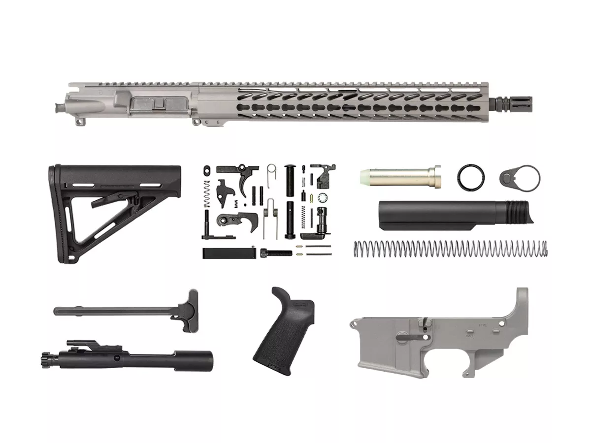 Tungsten Grey 16″ Rifle Kit 5.56 with 15″ Keymod with Lower