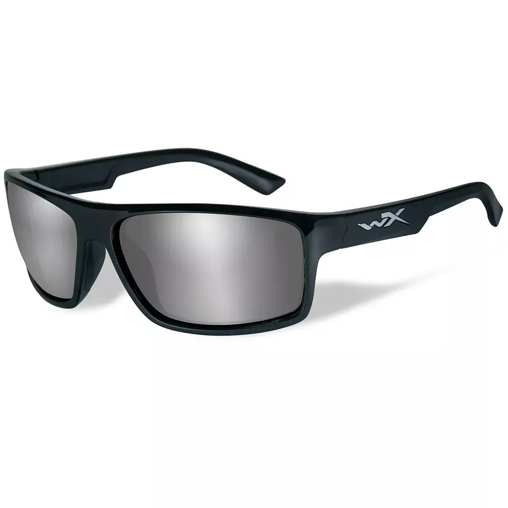 WILEY X PEAK SUNGLASSES – SILVER FLASH LENS – GLOSS BLACK FRAME
