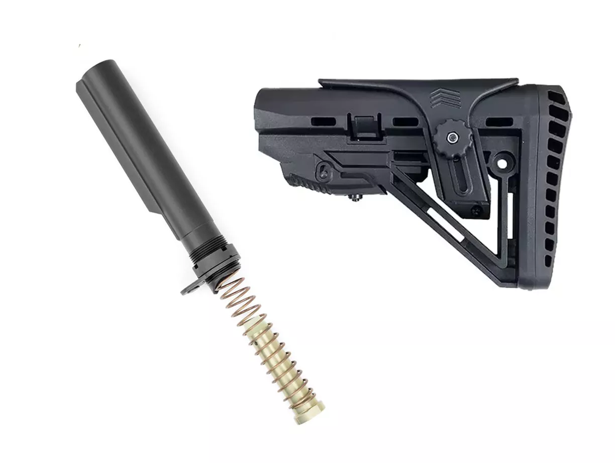 XTS-106 AR Collapsible Stock with Adjustable Cheek Rest and Mil-Spec Buffer Tube Assembly – Black