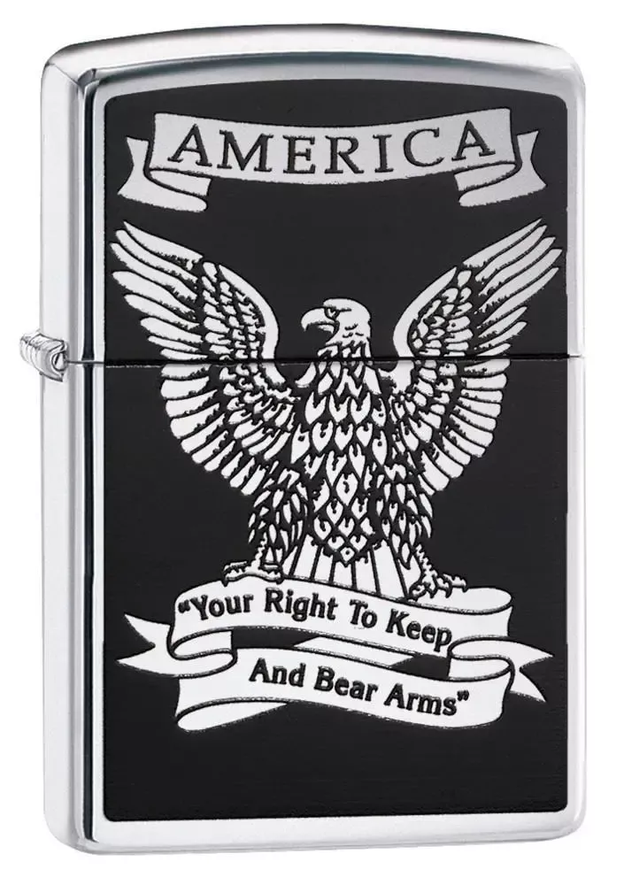 Zippo Second Amendment Eagle Black and White Americana Lighter 28290