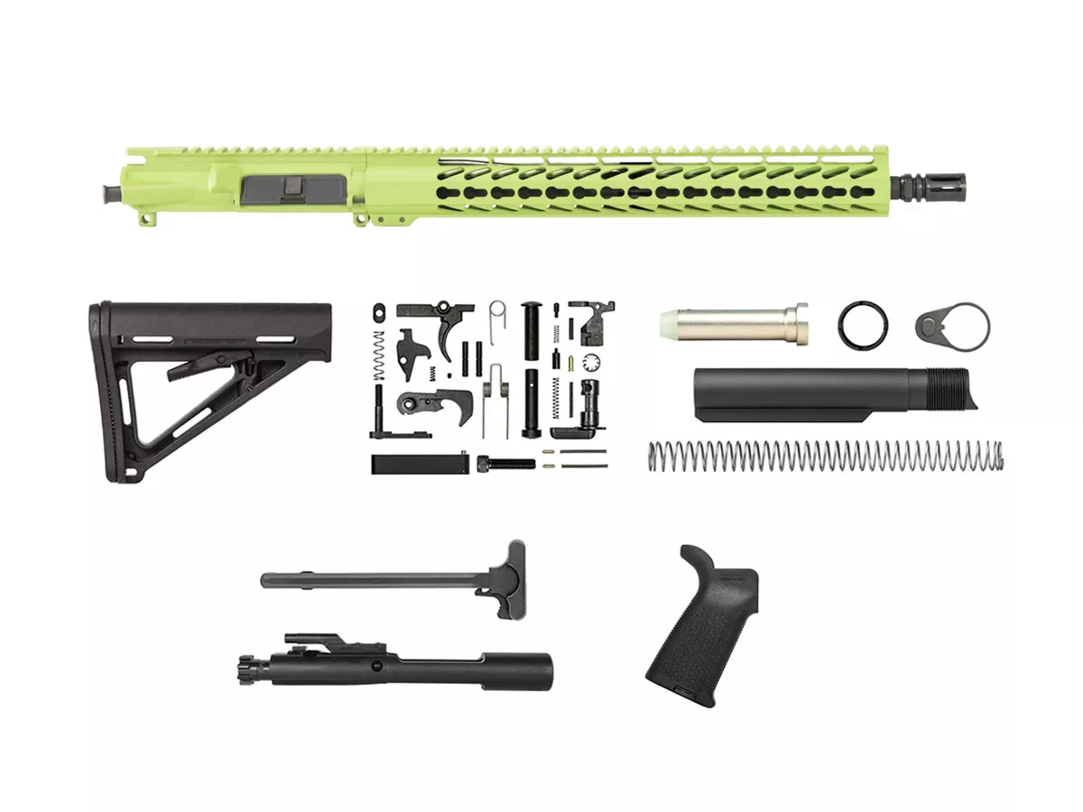 Zombie Green 16″ Rifle Kit .300 Blackout with 15″ Keymod
