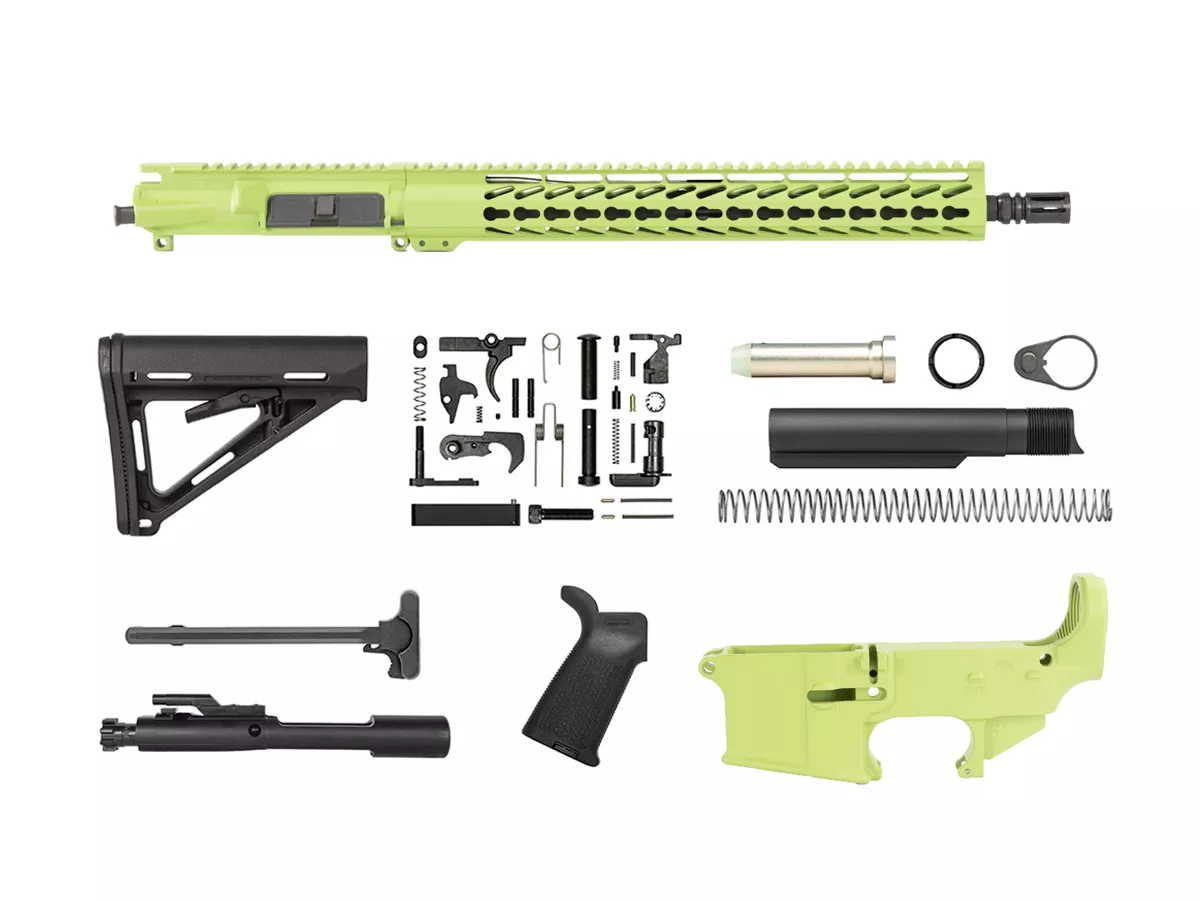Zombie Green 16″ Rifle Kit 5.56 15″ Slim Keymod with Lower